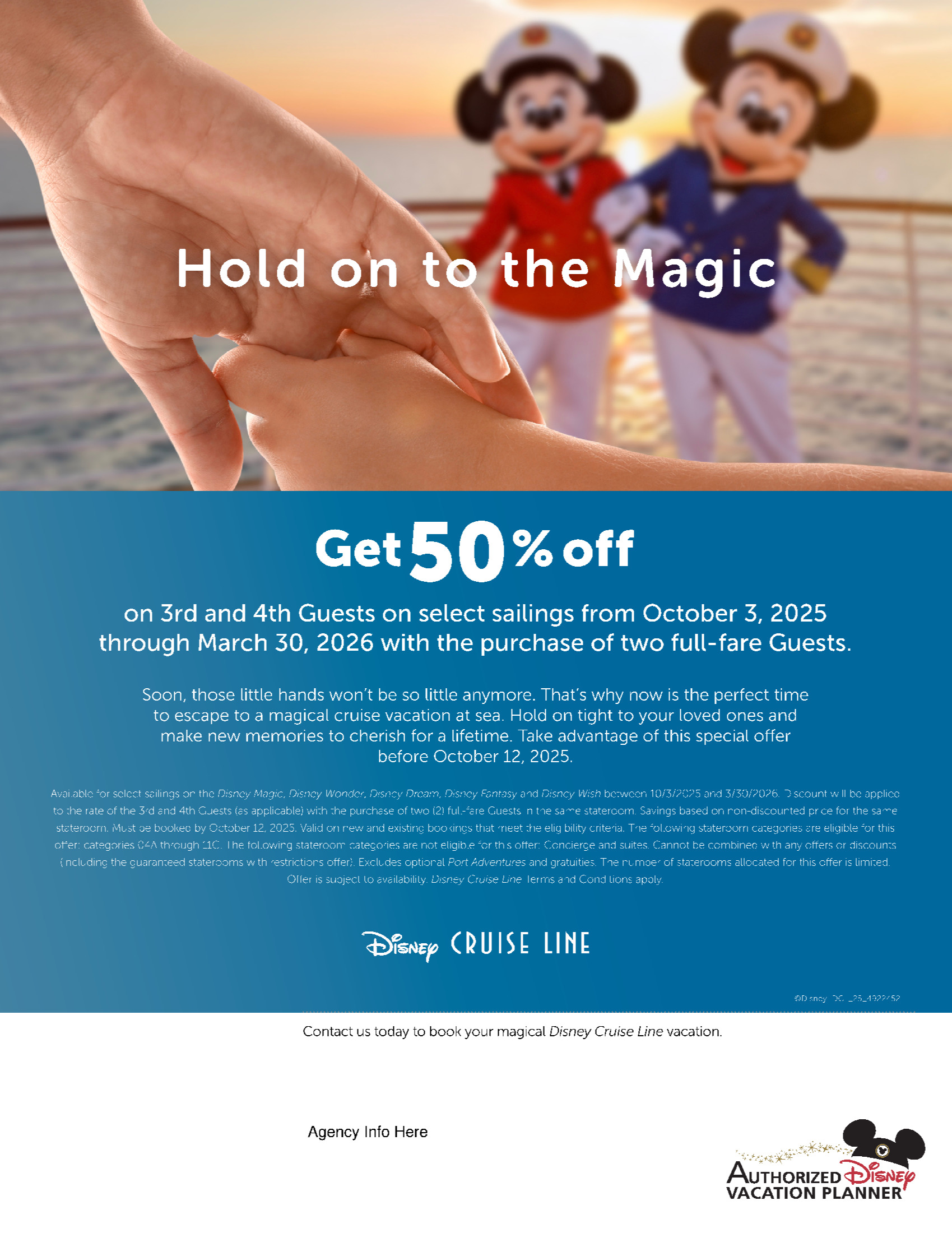 Disney Cruise Line Promotion: Get 50% off 3rd and 4th Guests with Synergia Travel and Voyages Donnacona Magic Makers DISNEY PROMOTION Flyer SECTION-4 Flyer EN