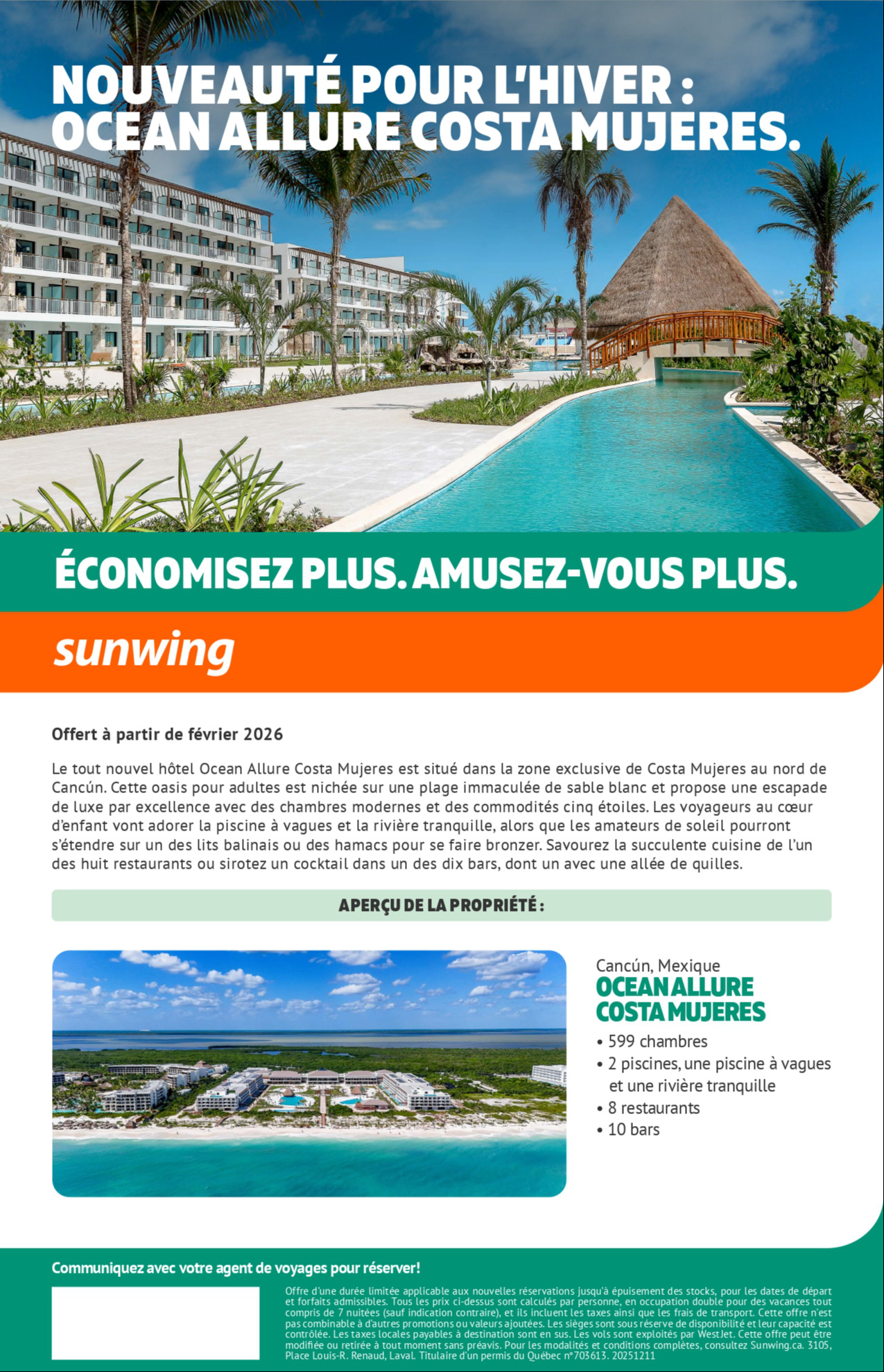 Promotion Vacances Sunwing Ouragan Mélissa Jamaique avec Voyages Aqua Terra Donnacona SUNWING PROMOTION Flyer SECTION-3 Flyer FR