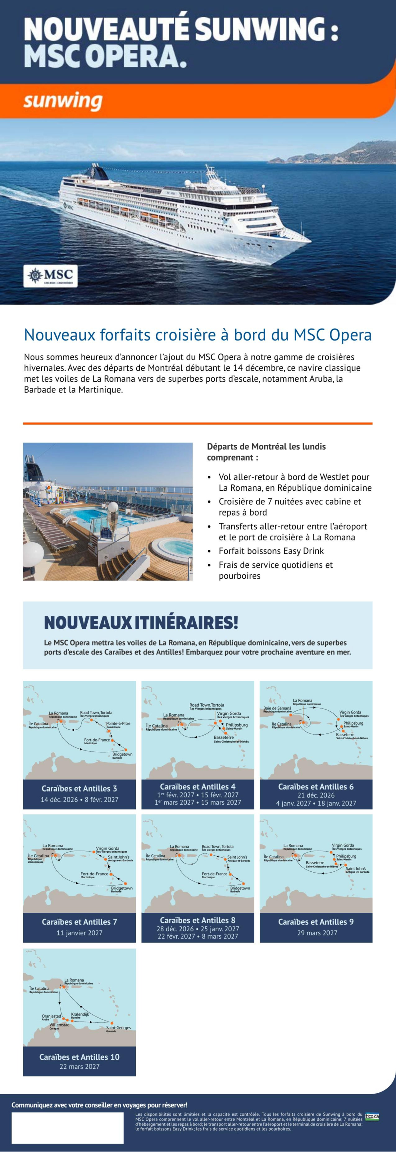 Nouveauté Sunwing : MSC Opera avec Voyages AquaTerra Donnacona Nouveauté Sunwing : MSC Opera avec Voyages AquaTerra Donnacona